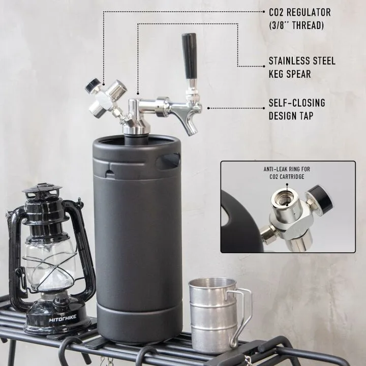 Pressurized Growler Tap System - 128oz Matte Black