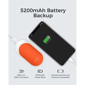 OCOOPA HotPal Rechargeable Hand Warmer, 5200mAh Electric Handwarmer,Portable Pocket Heater, Heat Therapy Great for Raynauds, Hunting, Golf, Camping, Women Mens Gifts