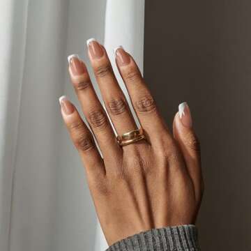 BTArtboxnails XCOATTIPS French Tip Nails, 160pcs Short Square Brown French Tip Press on Nails, Frenc...