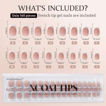 BTArtboxnails XCOATTIPS French Tip Nails, 160pcs Short Square Brown French Tip Press on Nails, French Tip Gel Nails for DIY Nail Art