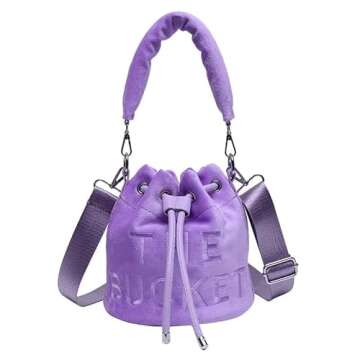 JQAliMOVV Bucket Bags for Women, Mini Bucket Bag Purses Soft Plush Crossbody Bucket Bags Drawstring ...