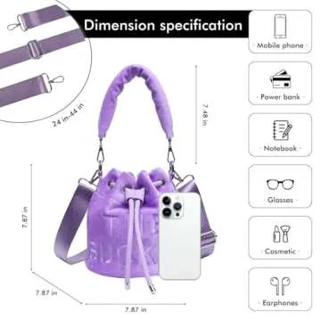 Chic JQAliMOVV Mini Bucket Bag for Women Soft Plush Design