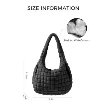 Puffer Quilted Shoulder Bag for Women Padding Shoulder Bag Puffy Hobo Bag Trendy Tote Bag 2025