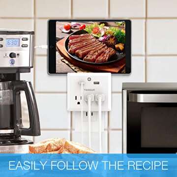 Multi Plug Outlet Extender with USB Wall Charger and Night Light, 3 Electrical Outlet Splitter 2 USB Phone Charger Wall Plug for Cruise Essentials, Multiple Expander with Charging Station