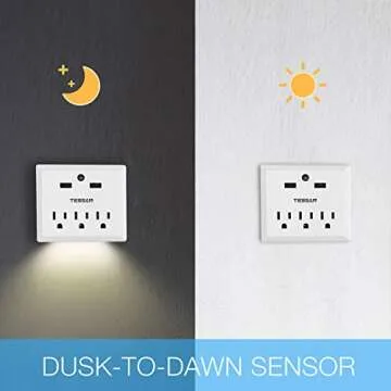 Multi Plug Outlet Extender with USB Charger and Night Light