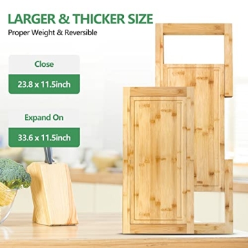 Hifybaty Expandable Bamboo Cutting Board for Kitchen