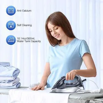 Sundu Steam Iron for Clothes 1700W for Powerful Steaming with Nonstick Ceramic Soleplate, Auto Shutoff, Anti-Drip, Self-Cleaning