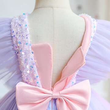 TTYAOOVO Purple Flower Girl Tulle Sequin Dress for Ages 4-5