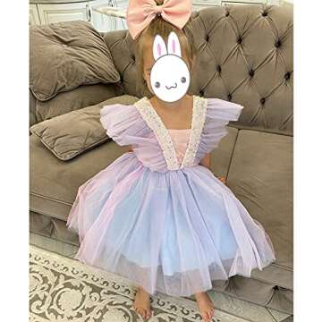 TTYAOOVO Purple Flower Girl Tulle Sequin Dress for Ages 4-5