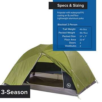 Big Agnes Blacktail Backpacking & Camping Tent, 2 Person