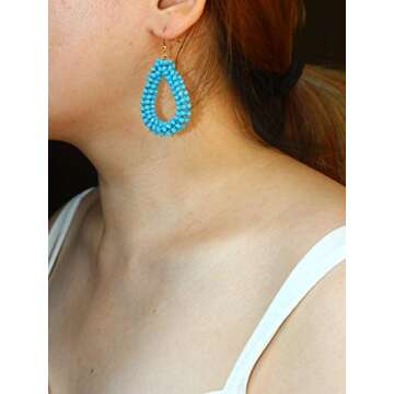 Light Blue Statement Teardrop Earrings for Women