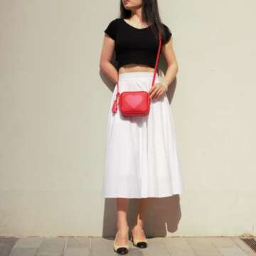 Gift for Girls Women Heart Purse Crossbody Bag PU Leather Roomy with Tassel and Adjustable Straps Design in Italy (Red & Rose Red)