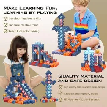 Magnetic Blocks Building Toys Gifts Construction Toys for 3 4 5 6 7 8 Year Old Boys & Girls, STEM Montessori Sensory Toys Creative Kids Toys