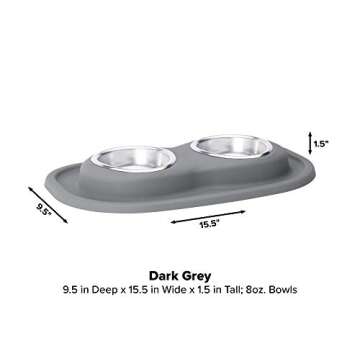 WeatherTech Double Low Pet Feeding System - Compact and Portable Dog/Cat Food and Water Station - 8 oz (1 Cup) Dark Grey (DL0801DG)