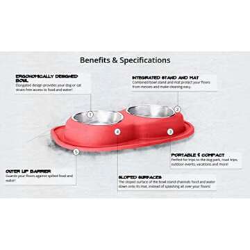 WeatherTech Double Low Pet Feeding System - Compact and Portable Dog/Cat Food and Water Station - 8 oz (1 Cup) Dark Grey (DL0801DG)