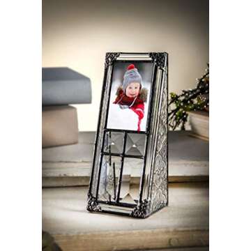 2x3 Picture Frame Small Photo School Wallet Size Clear Vintage Stained Glass Baby Grandparent Keepsa...