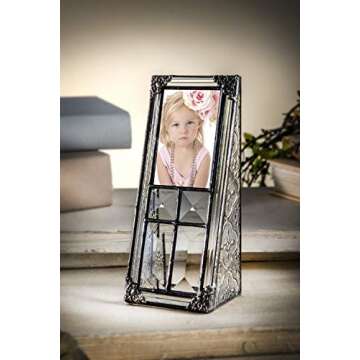 2x3 Picture Frame Small Photo School Wallet Size Clear Vintage Stained Glass Baby Grandparent Keepsake Gift J Devlin Pic 360-23