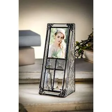 2x3 Picture Frame Small Photo School Wallet Size Clear Vintage Stained Glass Baby Grandparent Keepsake Gift J Devlin Pic 360-23