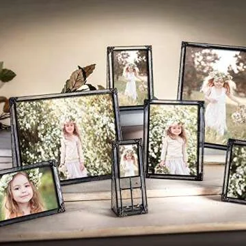 2x3 Picture Frame Small Photo School Wallet Size Clear Vintage Stained Glass Baby Grandparent Keepsake Gift J Devlin Pic 360-23