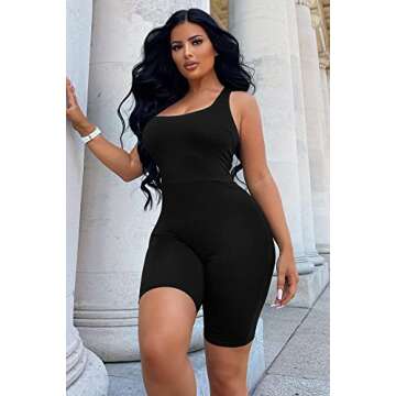 ZileZile Women's Sexy Bodycon One Piece Romper Sleeveless Tank Top Shorts Jumpsuit black