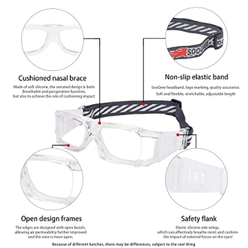 SooGree Sports Goggles - Racquetball Glasses Protective Eyewear for Men and Womens Damping & Anti Slip with Adjustable Strap (G8012 White frame white pad)