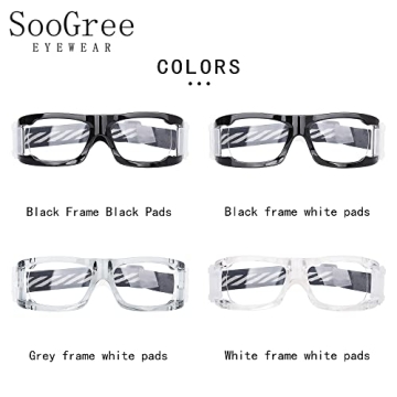 SooGree Sports Goggles - Racquetball Glasses Protective Eyewear for Men and Womens Damping & Anti Slip with Adjustable Strap (G8012 White frame white pad)