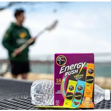4C Energy Rush Stix, Variety 1 Pack, 40 Count, Single Serve Water Flavoring Packets, Sugar Free with Taurine, On the Go Bundle (20 Berry, 10 Orange, 10 Citrus)