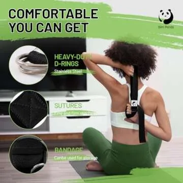 Slim Panda Yoga Strap for Stretching, (10+ Colors,6 Feet/8 Feet) Yoga Bands with Adjustable D-Ring Buckle, Cotton Yoga Belt for Fitness, Yoga, Pilates, Physical Therapy, Improve Flexibility