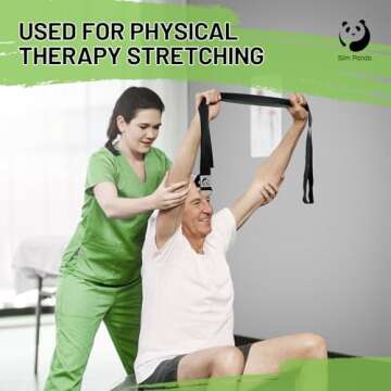 Slim Panda Yoga Strap for Stretching, (10+ Colors,6 Feet/8 Feet) Yoga Bands with Adjustable D-Ring Buckle, Cotton Yoga Belt for Fitness, Yoga, Pilates, Physical Therapy, Improve Flexibility