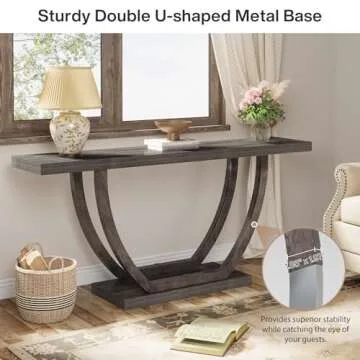 Tribesigns Console Table with Geometric Metal Base