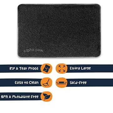 Smiling Paws Pets - Extra Large Cat Litter Mat - Pet Rug - Catches Litter That Spills Outside Litter Box - Easy to Clean - Non-Slip - Litter Box Mat - Kitty Litter Catcher - Black XL Size (47" x 33”)