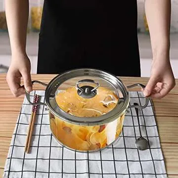 Glass Saucepan with Cover Heat Resistant Glass Pots Glass Cookware for Electric Cooktop Ceramic BAKOUSTAR,Safe for Soup, Milk, Food (5)…