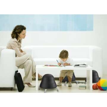 Safco Runtz Ball Chair for Kids, Anti-Burst, Exercise Ball Chair, Promotes Movement, Better Posture and Balance, Black