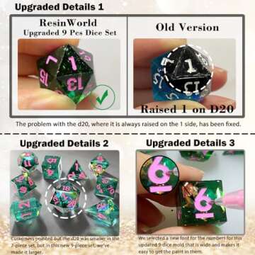 RESINWORLD 9 Piece Polyhedral Dice Mold Set for Gaming