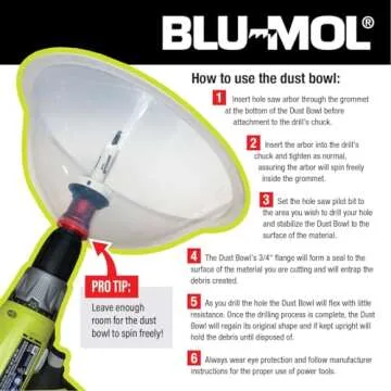 Disston E0215000 Blu-Mol RemGrit Collapsible Hole Saw Accessories Dust Bowl, for Installing Recessed Lights and Works With All Hole Saws
