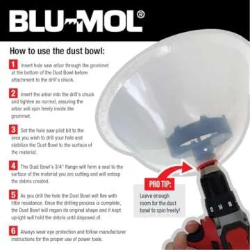 Disston E0215000 Blu-Mol RemGrit Collapsible Hole Saw Accessories Dust Bowl, for Installing Recessed Lights and Works With All Hole Saws