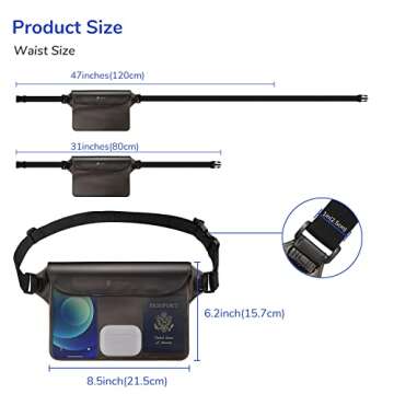 SYNCWIRE Waterproof Pouch Bag with Adjustable Waist Strap (2 Pack) - IP68 Waterproof Waist Bag Screen Touchable Dry Bag with Adjustable Belt for Beach, Swimming, Boating, Fishing, Hiking, etc