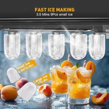 KQZ 38lbs per Day Ice Maker Machine, Large Capacity Countertop Self-Cleaning, Fast Making 9 Ice Cube...
