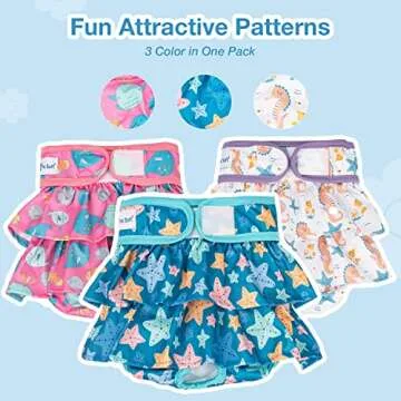 Stylish 3-Pack Washable Female Dog Diapers for Girls