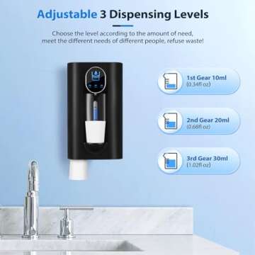 Automatic Mouthwash Dispenser for Bathroom, USB Rechargeable and 3 Dispensing Levels, LED Screen 18....