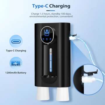 Automatic Mouthwash Dispenser for Bathroom, USB Rechargeable and 3 Dispensing Levels, LED Screen 18.26 oz Smart Touchless Mouthwash Dispenser with 2 Magnetic Cups, Great for Kids and Adults-Black