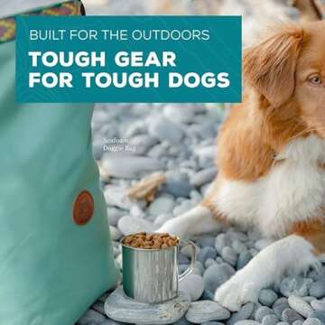 Wilderdog Doggie Bag - Water Resistant, Portable Kibble Carrier & Stainless Steel Mug - Pacific Blue