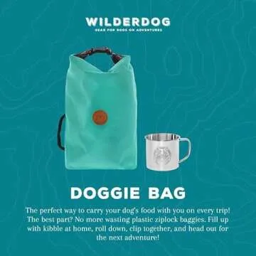 Wilderdog Doggie Bag - Water Resistant, Portable Kibble Carrier & Stainless Steel Mug - Pacific Blue