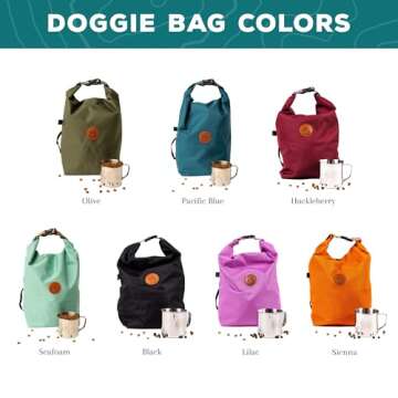 Wilderdog Doggie Bag - Water Resistant, Portable Kibble Carrier & Stainless Steel Mug - Pacific Blue