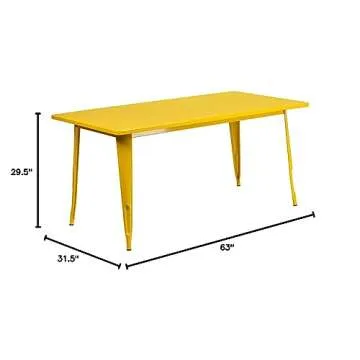 Vibrant Yellow Rectangular Metal Café Table for All Occasions