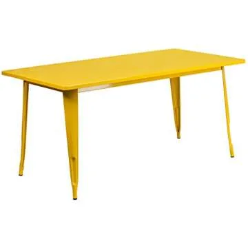 Vibrant Yellow Rectangular Metal Café Table for All Occasions