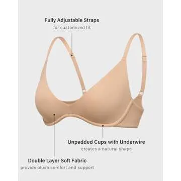 INLYRIC Women's Inbarely Plus Plunge Bra - Unlined Underwire Sexy Demi Balconette Bras Warm Beige 36DD