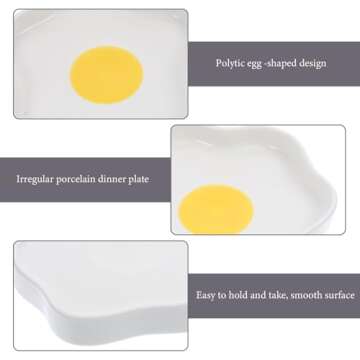 Cabilock 2pcs Poached Egg Ceramic Plate Steak Plate Dessert Trays Food Serving Plate Irregular Snack...