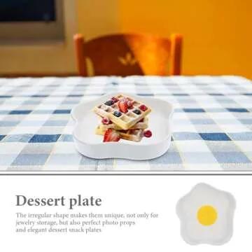 Cabilock 2pcs Poached Egg Ceramic Plate Steak Plate Dessert Trays Food Serving Plate Irregular Snack Dishes for Desserts Salads Fruits Steaks Pasta