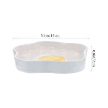 Cabilock 2pcs Poached Egg Ceramic Plate Steak Plate Dessert Trays Food Serving Plate Irregular Snack Dishes for Desserts Salads Fruits Steaks Pasta